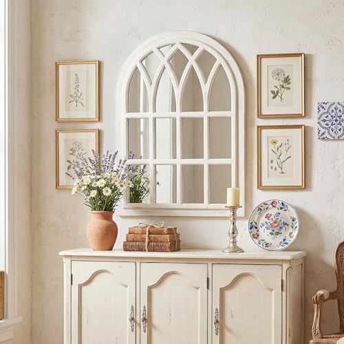 Farmhouse Window Pane Mirror, Large Decorative White Wall Mirror - Image 4