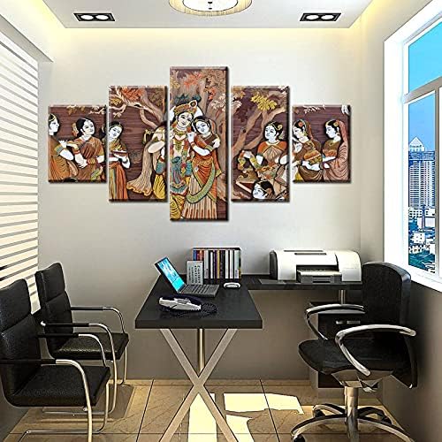 DJSYLIFE Radha Krishna Canvas Wall Art, Indian God - Image 4