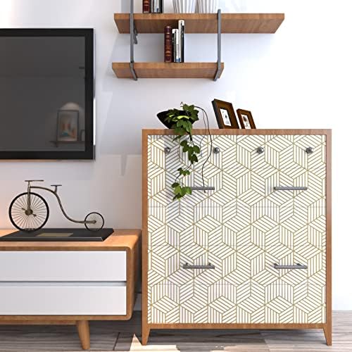 MelunMer Geometric Contact Paper Peel and Stick Wallpaper Gold 17.7”×197” - Image 4