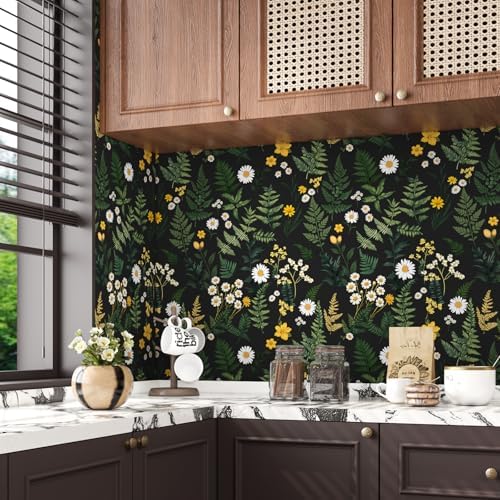 Vintage Dark Fern Botanical Peel and Stick Wallpaper 17.5" x 118" - Image 4