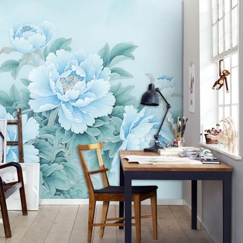 Blue Flower Cluster Realistic Style Landscape Mural Flower self-Adhesive - Image 5