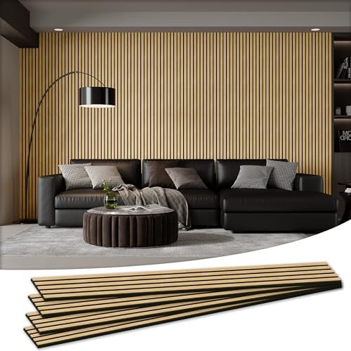 4 Pack 105.9" x 12.6" x 0.8" Acoustic Wall Panels Sound Absorbing, Wood Slat by LDB_BUILDING