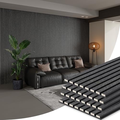 SMARTSTANDARD Acoustic Wall Panels, 4 Piece 106" x 12.6" Soundproof Slat Wall by SMARTSTANDARD