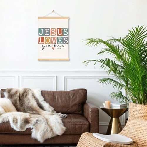 DNEULYR Christian Bible Verses Wall Decor, Jesus Loves You and Me Wall Art - Image 5