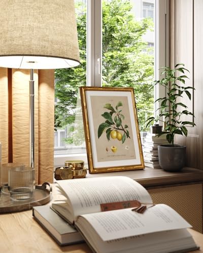 InSimSea Gold Bamboo Framed Wall Art, Retro Plum Botanical Prints - Image 6