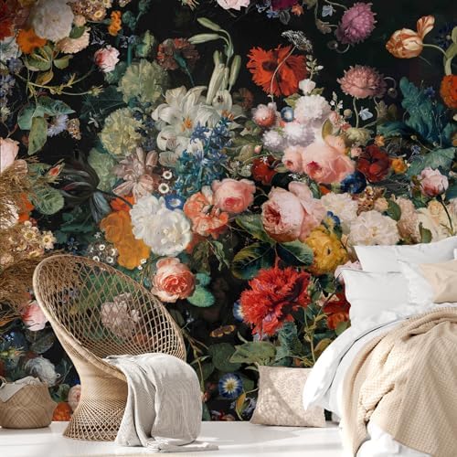 Zeeko Vintage Dark Floral Wall Murals Peel and Stick 177" W x 110" H - Image 4