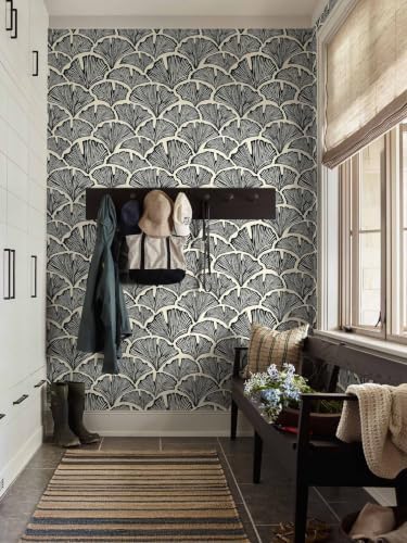Vintage Peel and Stick Wallpaper Beige Black Wallpaper Farmhouse Cottage Leaf - Image 3