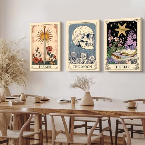 Tarot Card Wall Art Sun Moon Canvas Wall Decor Mystical Astrology Wall Art Boho - Image 7
