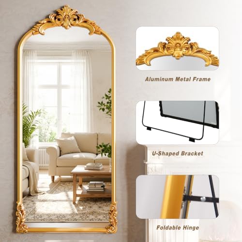 71"x32" Vintage Gold Arched Full Length Mirror - Image 3