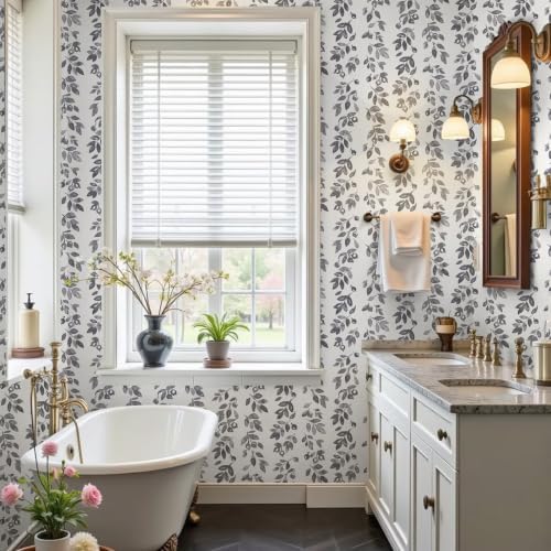 Ismoon Grey Wallpaper Peel and Stick Vintage Wallpaper 17.3in x 78.7ft Dark - Image 2