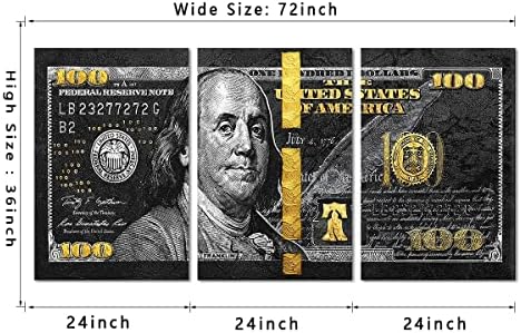Yatsen Bridge Money Wall Art Black and Gold Pictures Wall Decor 3 Panels 100 - Image 5