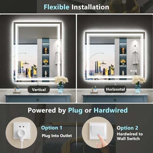 32x32 LED Bathroom Mirror, Backlit & Front Lit Lighted Mirror - Image 6
