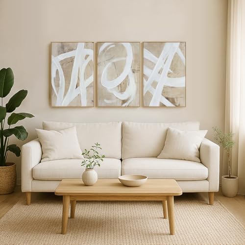 Zessonic Neutral Abstract White Brown Pastel Textured Wall Art - Image 6