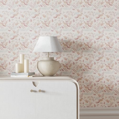 Vinjiasin Tropical Bird & Leaf Wallpaper, Boho Neutral Tone Contact Paper - Image 3