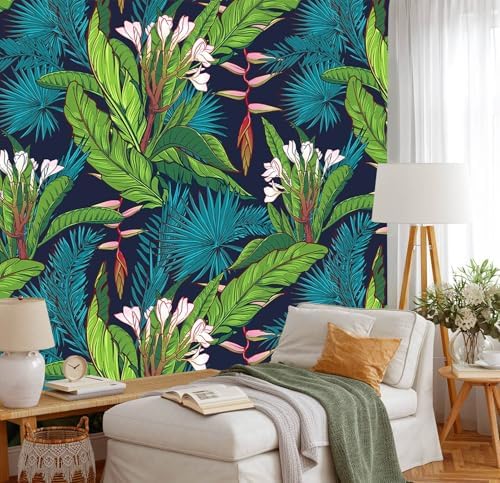 YQWDMX - Tropical Jungle Peel and Stick Wallpaper Green Leaves self-Adhesive - Image 2
