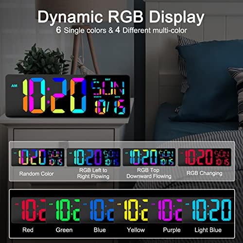 XREXS 17.2" Large Digital Wall Clock RGB Color Changing - Image 2