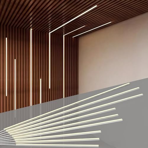 9-Lights LED Recessed Lighting Wall Panel Lights, Self-Adhesive Wood Slat Wall by Superyofo