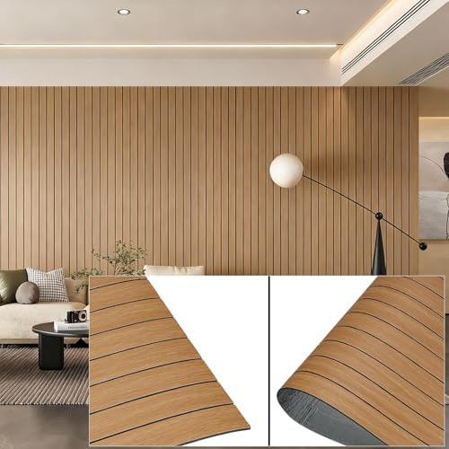 3D Wall Panels Peel and Stick – 15.74"x118" PVC FauxWood Grain Texture by NAMAII