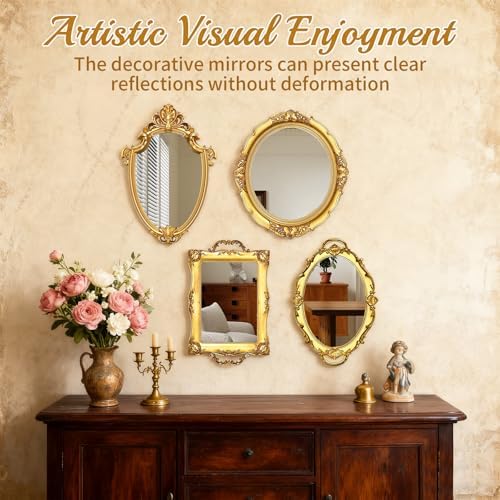 4 PCS Vintage Gold Mirror Set Vintage Mirrors - Image 6