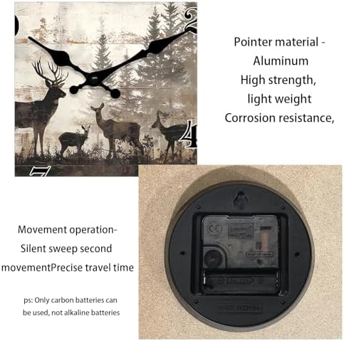 XNM Small Vintage Deer Forest Wall Clock Battery Operated 10 Inch - Image 7