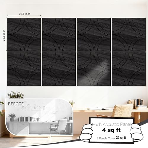 Mollywell Acoustic Wall Panels, 8 Pack, 23.6x23.6 in - Image 2