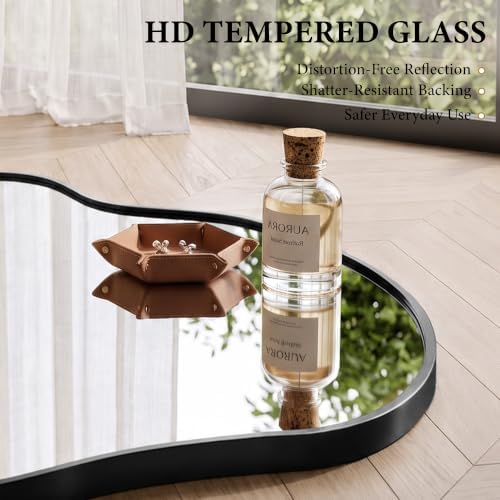 26"x46" Irregular Black Wall Mirror, Wavy Asymmetrical Mirror - Image 3