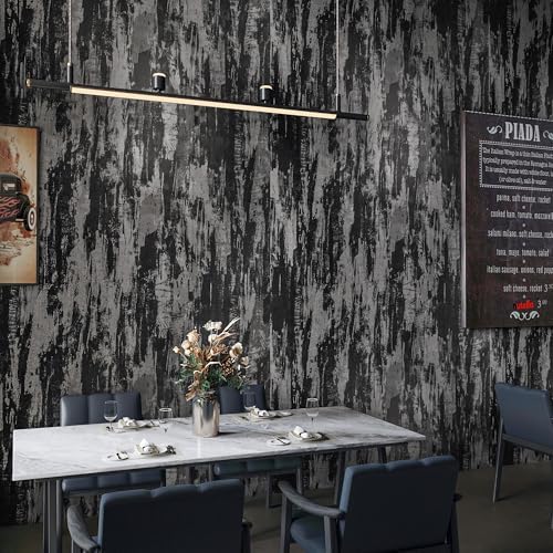 BOMENG Black Concrete Peel and Stick Industrial Wallpaper 15.7"x354" Cement by BOMENG