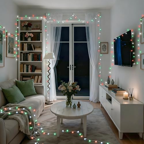 JMEXSUSS 33ft 100 LED Globe Red White and Green Christmas String Lights - Image 6