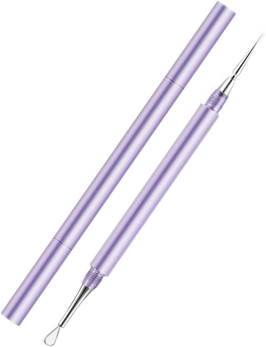 2-in-1 Professional Stainless Steel Acne Removal Needle, Whitehead & Blackhead Remover Tool, Pimples Comedone Extractor Removal Tool, Double Ended Needle with Cap Removal for Nose Face Tools(Purple)