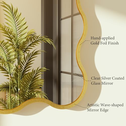 Kelly Miller 32x48 Gold Scalloped Mirror, Wavy Edge Decorative Wall Mirror - Image 5