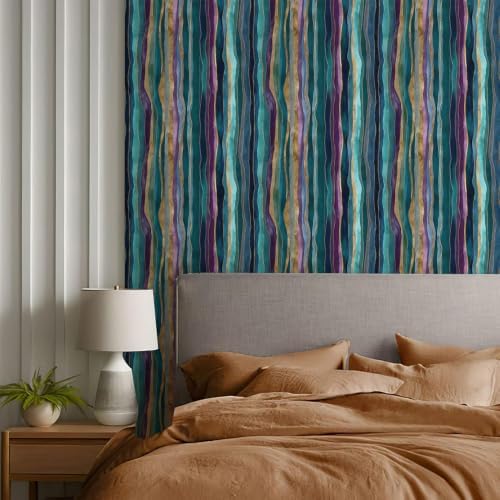 17.7"X118" Teal Green Purple Abstract Geometric Mosaic Wave Peel and Stick - Image 6