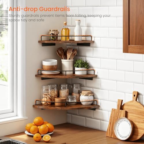 Homode Corner Shelf Wall Mounted Set of 3, Corner Floating Shelves 9/10/12 Inch - Image 3