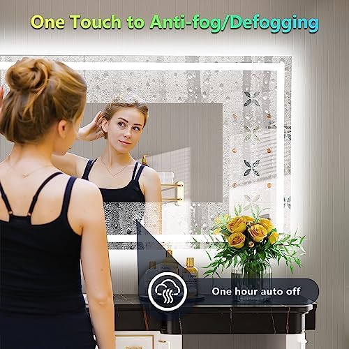 55x30 LED Bathroom Mirror with Lights, RGB Backlit Lighted Mirror - Image 5
