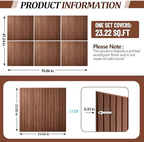 6 Pack Walnut Color Felt Bulletin Board, 70.86 x 47.24 in Cork Board Alternative - Image 2