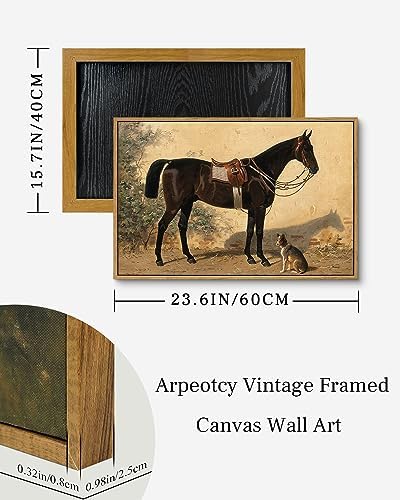 ARPEOTCY Framed Canvas Horse Wall Art, Classical Horse and Dog Art Print - Image 5