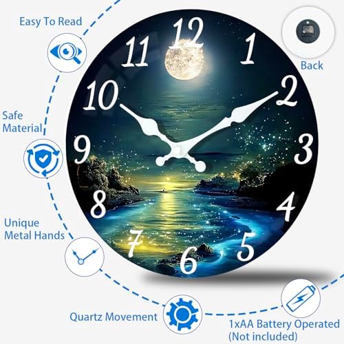 12Inch Silent Glass Wall Clock Non Ticking, Wall Clocks Battery Operated - Image 6