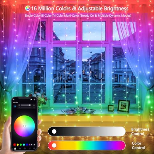JMEXSUSS RGB Curtain Lights, 300 LED 9.8×9.8FT Color Changing String Lights - Image 3