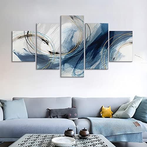 Fu-Keivy Blue Grey Abstract Canvas Wall Art Decor Fantasy Modern Artwork - Image 3