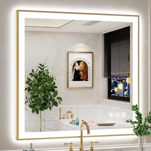 40x38 LED Bathroom Mirror with Lights by YEELAIT