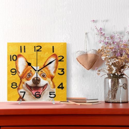 Funny Corgi Surprised Face Orange Square Wall Clock, 8 Inch Standard Non - Image 4