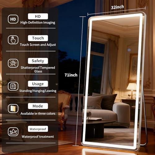 LED Full Length Mirror 32 x 71 Inch - Image 4