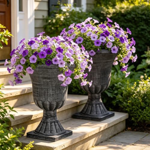 Autodaya 22" Tall Urn Planters for Outdoor Plants Set of 2 Large Flower Pot by Unknown