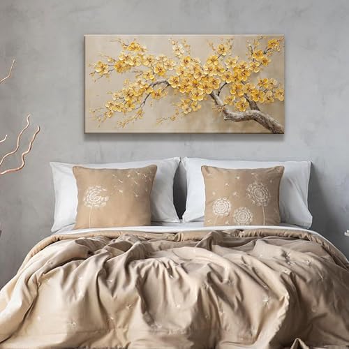 Gold Yellow Tree Flowers Wall Art Decor 20"x40" Canvas Wall Art - Image 6