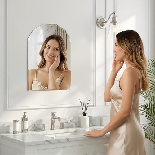 Beveled Arched Mirror, 5mm Tempered Glass, Decorative Frameless Wall Mirror - Image 5
