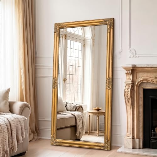 TRAHOME Vintage Full Length Mirror, 55”x28” Gold Antique Baroque Mirror - Image 4