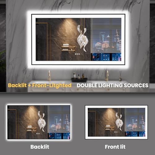 LOAAO 55"X30" LED Bathroom Mirror Black Framed - Image 5