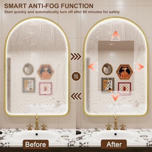 24"x36" Gold LED Bathroom Mirror - Image 3
