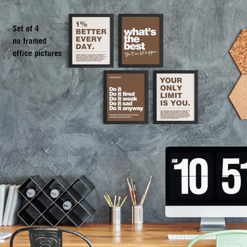 DSHFG Motivational Inspirational Office Wall Art Decor Prints Brown - Image 5