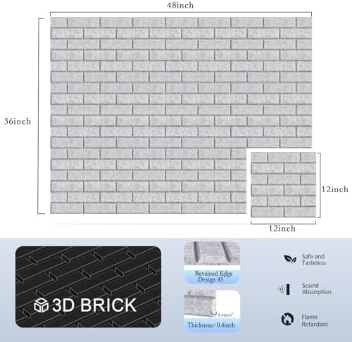 ArtVivid 12Pack Acoustic Panels, Brick Pattern Sound Proof Panels - Image 2
