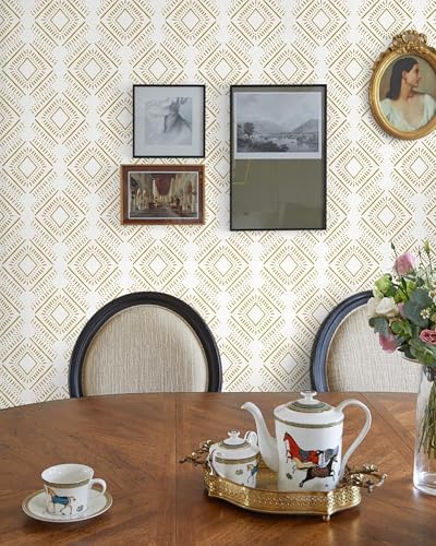 Heroad Peel and Stick Wallpaper Boho Wallpaper Beige Orange Geometric Striped - Image 6